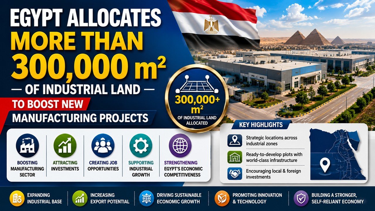 Egypt Allocates More Than 300,000 m² of Industrial Land to Boost New Manufacturing Projects
