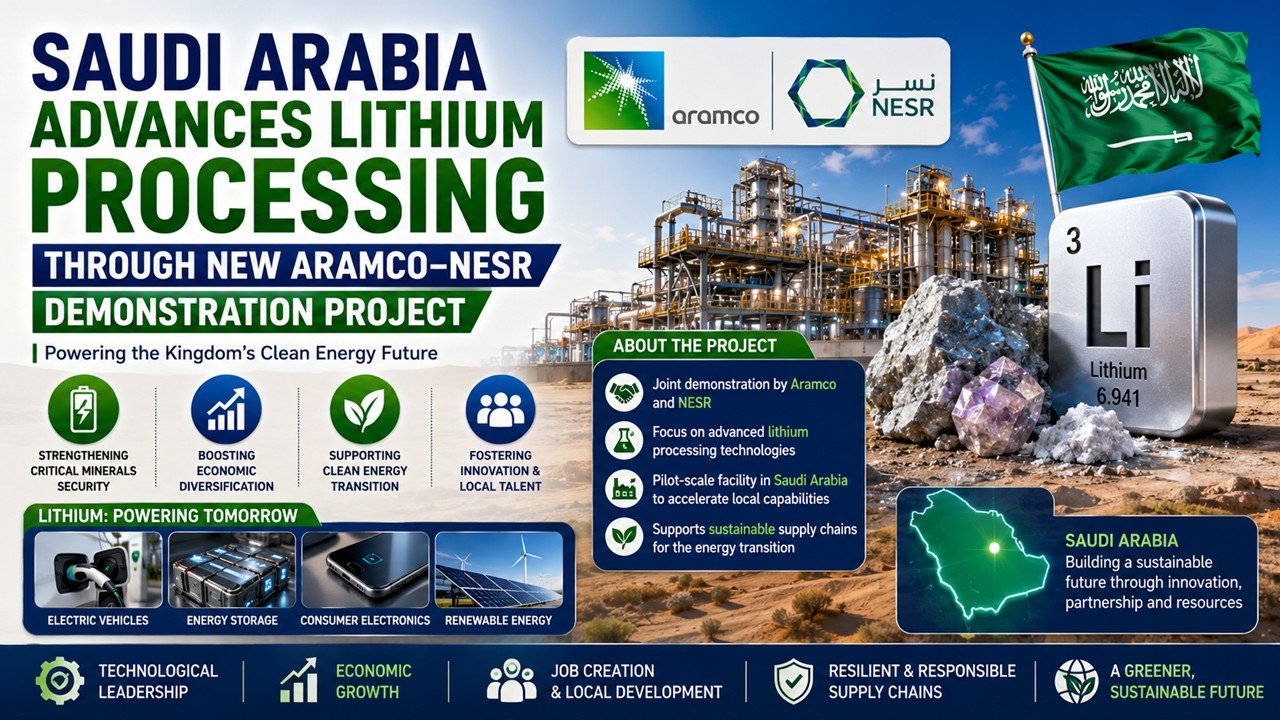 Saudi Aramco and NESR Sign Agreement for Battery-Grade Lithium Demonstration Project
